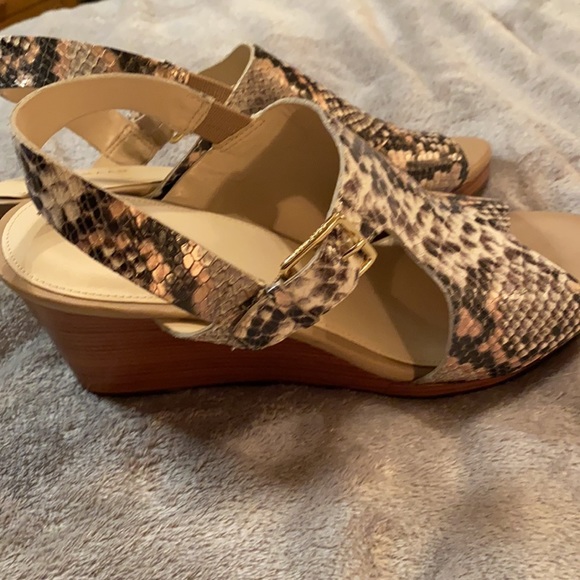 NWOT Cole Haan Philomina Python Open Toe Wedges - Picture 4 of 6
